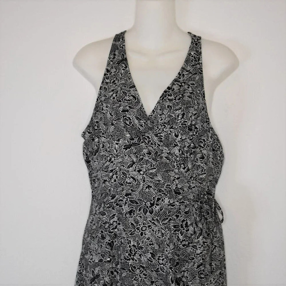 Abercrombie & Fitch Wrap Floral Dress Midi Sz S Cottagecore Boho Neutral - Picture 2 of 16